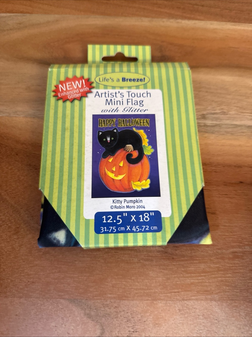 New Lifes A Breeze Kitty Cat Pumpkin Hallowen Flag 12.5" X 18” Flag Cottage Core